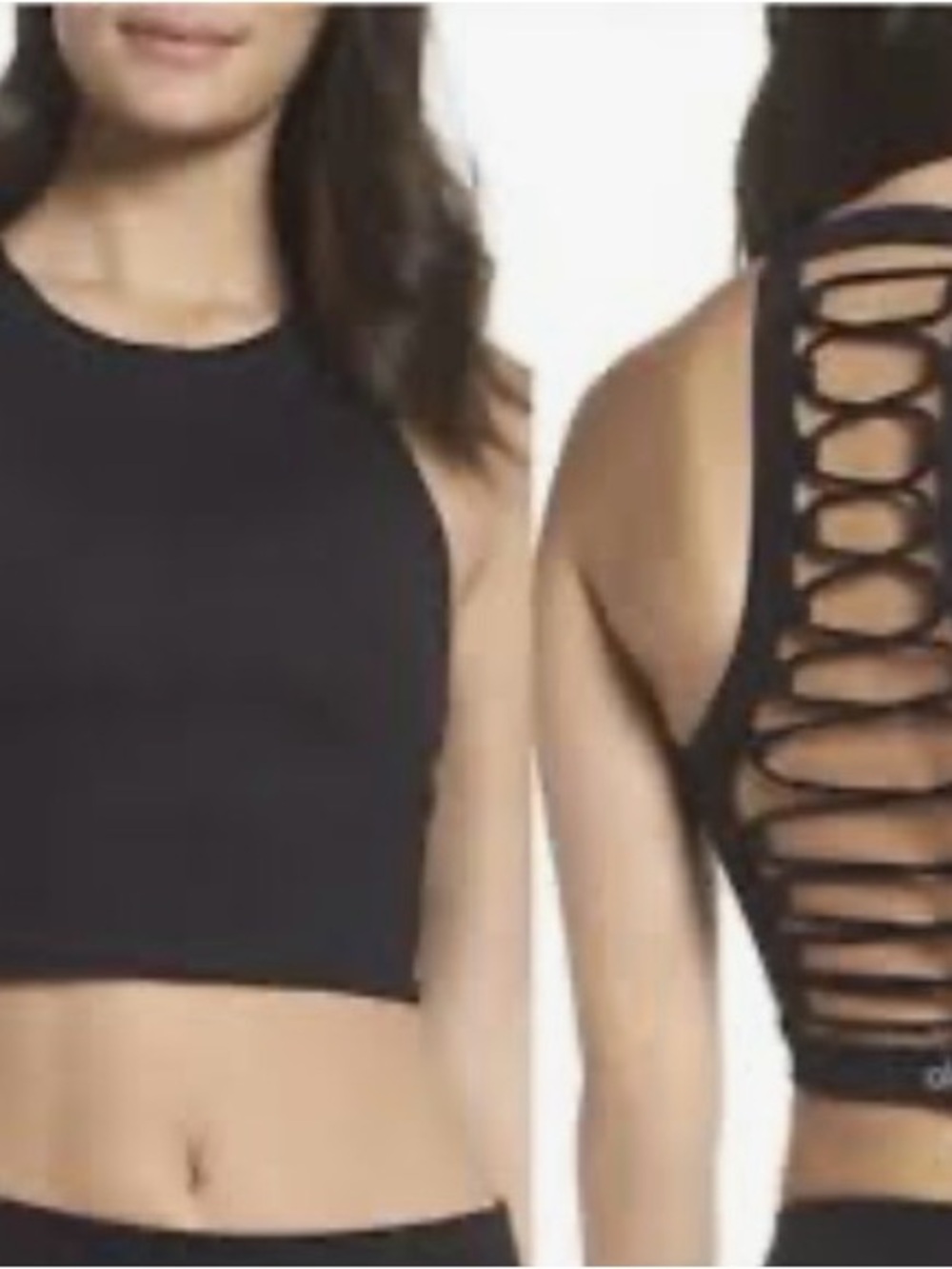 Alo yoga Black Lace-Back Crop Tank Top - Women